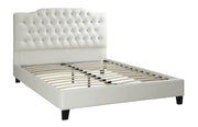 Queen Size Bed With Large Tufted Headboard, White