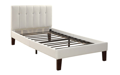 Faux Leather Upholstered Twin Size Bed In White