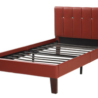 Faux Leather Upholstered Twin Size Bed In Red