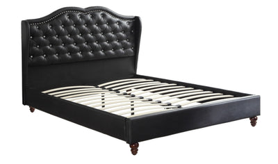 Faux Leather Upholstered California King Size Bed, Black