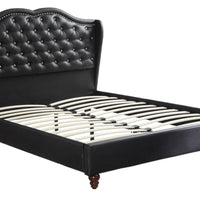 Faux Leather Upholstered Eastern King Size Bed, Black