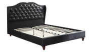 Faux Leather Upholstered Queen Size Bed, Black