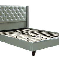 Faux Leather Upholstered Full Size Bed Featuring Nail head Trim