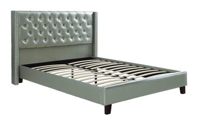 Faux Leather Upholstered Full Size Bed Featuring Nail head Trim