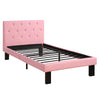 Faux Leather Upholstered Twin size Bed With tufted Headboard, Pink