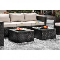 5 Pc. Aluminum Patio Set, Ivory White-Espresso Brown