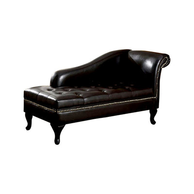 Leatherette Storage Chaise, Black