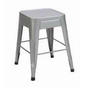 18" Metal Stool, Silver, Set of 4