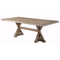 Wooden Rectangular Dinning Table With XBase Double Pedestal, Brown