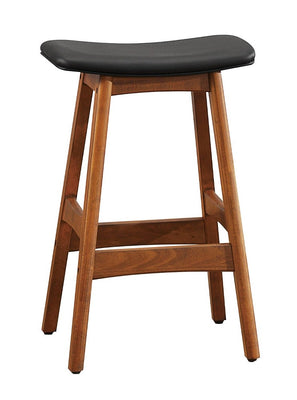 Wooden Counter Height Stool In Black And Brown, Set of 2