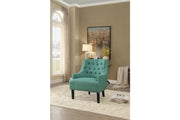 Accent Chair With Wooden Legs In Teal Blue