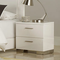 Wooden Nightstand With 2 Drawers In White