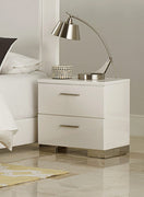 Wooden Nightstand With 2 Drawers In White