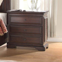 Wooden Nightstand With 3 Drawers In Cherry Brown