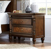 Wooden Nightstand With 2 Drawers In Cherry Brown