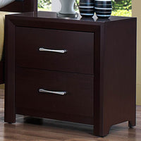 Wooden Night Stand with 2 Drawers Espresso Brown