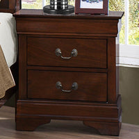 Wooden Night Stand With Curvy Handle Drawer Cherry Brown