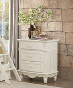 Night Stand with 3 Drawers In Wood White