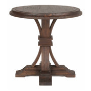 Round Wooden Accent Table, Rustic Java Brown