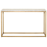 Console Table with White Marble Top, Brushed Gold