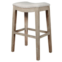 Upholstered Barstool, Stone Wash Brown