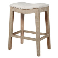 Upholstered Counter Stool, Stone Wash Brown