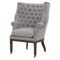 Button Tufted Club Chair, Gray