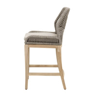 Wooven Upholstered Loom Outdoor Counter Stool, Gray