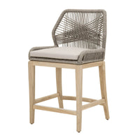 Wooven Upholstered Loom Outdoor Counter Stool, Gray