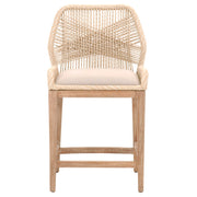 Wooven Upholstered Loom Counter Stool, Cream