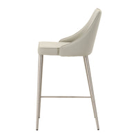 Upholstered Bar Stool With Chrome Legs Light Gray