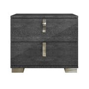 Two Drawer Wooden Nightstand With Curved handles Gray Birch