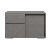 Oak Wood Nightstand With Soft Closing Drawers Matte Gray