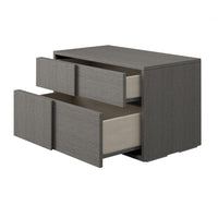 Oak Wood Nightstand With Soft Closing Drawers Matte Gray
