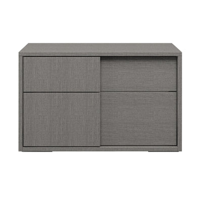 Oak Wood Nightstand With Soft Closing Drawers Matte Gray