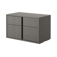 Oak Wood Nightstand With Soft Closing Drawers Matte Gray