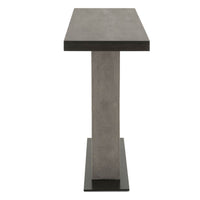 Metal Base Sofa Table With Acaia Wood Top Slate Gray and Espresso Brown