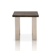 Square Shaped Oak Wood End Table Charcoal Oak Brown