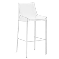 Leatherette Bar Stool With Footrest Set of 2 White And Gray