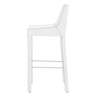 Leatherette Bar Stool With Footrest Set of 2 White And Gray