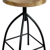 Industrial Style Adjustable Swivel Counter Height Stool With Backrest