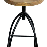 Industrial Style Adjustable Swivel Bar Stool With Backrest