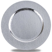 Round Plastic Charger Plate With Electroplating Finish, Silver