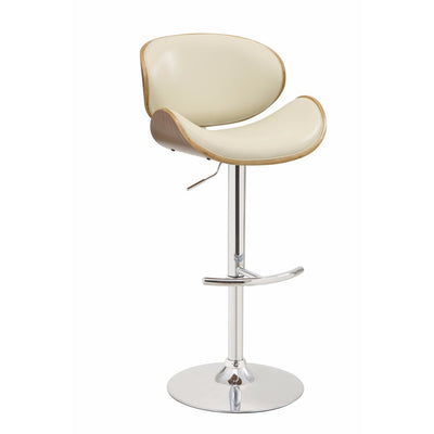 Adjustable Bar Height Stool, Cream & Walnut