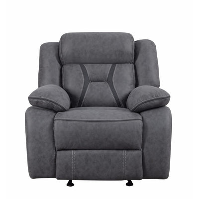 PillowPadded Glider Recliner With Contrast Stitching, Gray