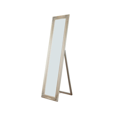 Standing Mirror with Decorative Design, Champagne Gold