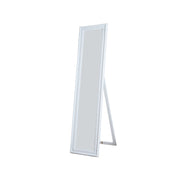 Standing Mirror with Decorative Design, White