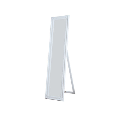 Standing Mirror with Decorative Design, White