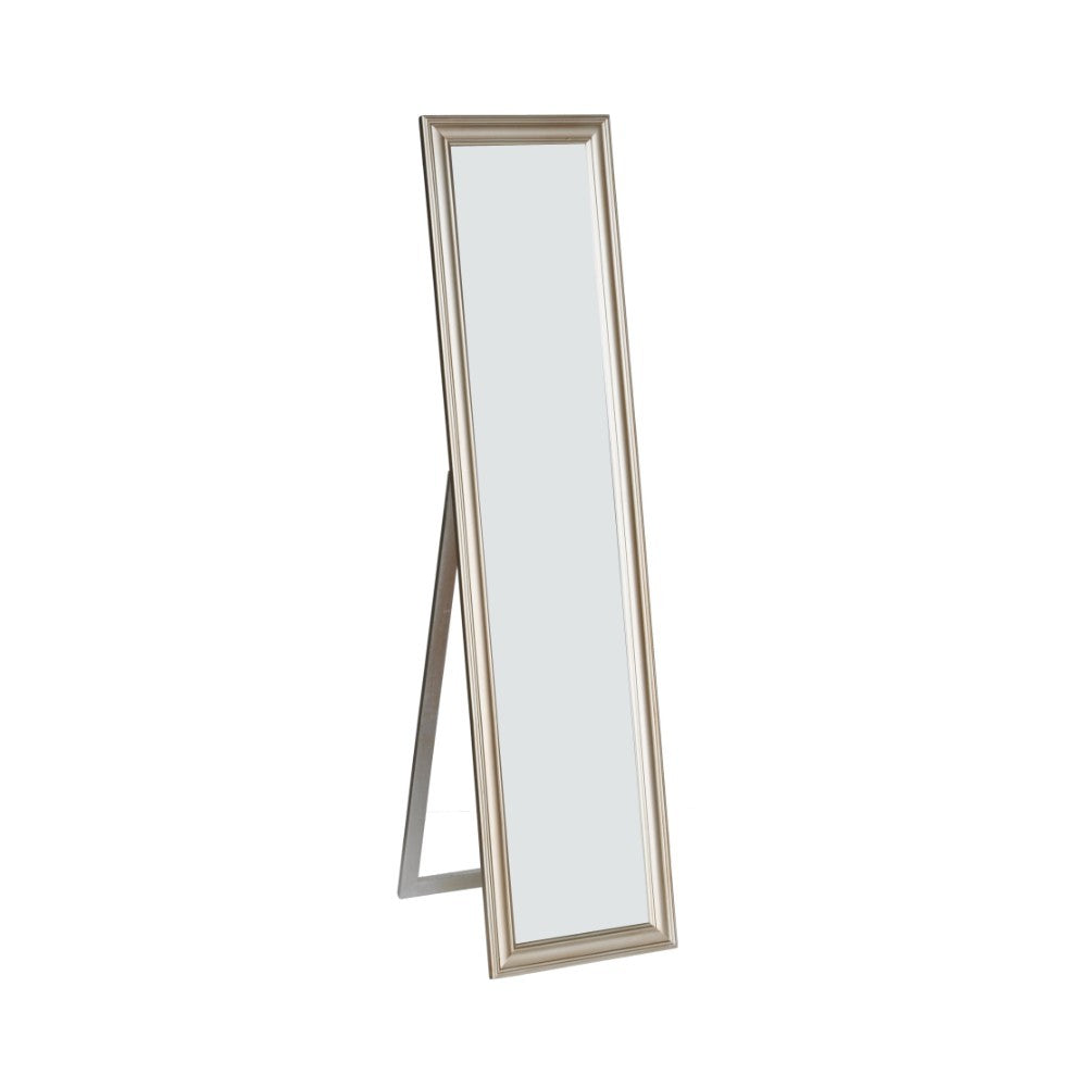 Standing Mirror with Decorative Design, Champagne Gold