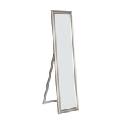 Standing Mirror with Decorative Design, Silver